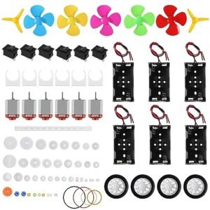 AEDIKO 6 Sets Electric RC Boat Motor Kit DC Motors 3V 12V 25000RPM with Plastic Gears Battery Holder and Propeller for DIY Projects