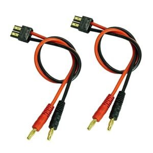 FLASH HOBBY 2PCS Battery Charger Adapter Male to 4.0mm Banana Plug Connector with 14AWG 300mm Cable Wire Perfect for RC Helicopter APK and Other RC Models