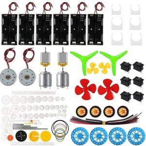 AEDIKO RC Engineering Calculator Kit 6pcs Mini Electric Hobby Motors with Plastic Gears and Accessories for DIY Science Projects