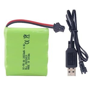 PUOO 4.8V 2800mAh AA Rechargeable Battery with SM 2P Plug and USB Charging Cable for RC Toys and Vehicles