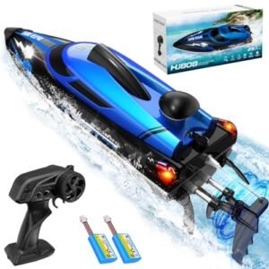 OSWIN Carrera RC Race Boat HJ808 with 2 Rechargeable Batteries 22+ MPH Fast Remote Control Speed Boat for Pool and Lake 2.4Ghz Racing Boats for Adults and Kids Outdoor Water Toys Blue