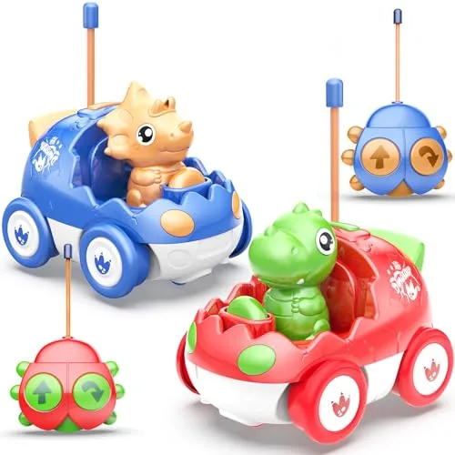 Yeaye Maverick RC Cars Toddler Remote Control Toy Set 2 Pack Blue Red for Kids Ages 18 Months to 5 Years