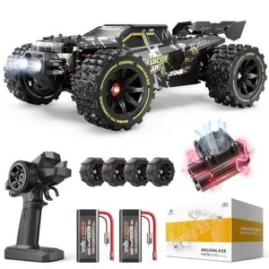 DEERC 1/14 Fast Brushless RC Cars with Best Lipo Batteries for RC Cars Max 50 MPH 2 3S Lipo Batteries 4x4 Waterproof RC Truck High Speed Offroad Remote Control Car