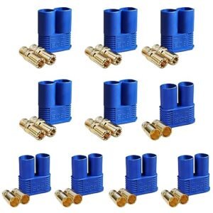 LINSYRC 5 Sets EC8 Battery Connector Gold Plated 8 0mm Banana Plug Bullet Male Female Connector for Nissan Hardbody RC Body ESC LIPO Battery Device Electric Motor