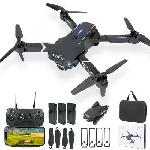FLYVISTA X12 WiFi FPV RC Drone with 1080P Camera 3 Batteries One Click Take Off Landing Altitude Hold Headless Mode 360 Flips for Adults Kids Beginners