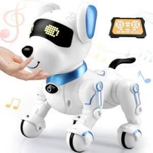 Britik Old Radio Shack RC Trucks Inspired Robot Dog Toy for Kids Ages 5 to 12 Remote Control Electric Pet Robotic Blue