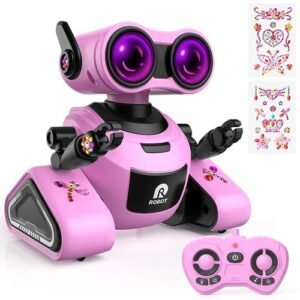 Yerloa Girls Robot Toys Remote Control with 3D Stickers Music Dancing LED Eyes for Kids Ages 3 4 5 6 7