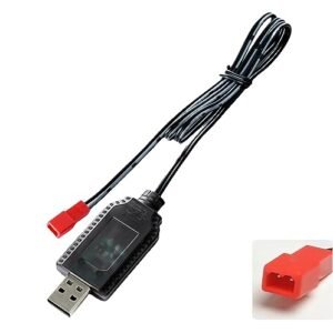 Aliwisdom Universal RC Charger Cable with JST 2 Pin Connector Plug for Hot Wheels RC TMH FlexPak 7.2V Ni MH Ni CD Battery Pack