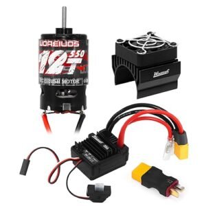 WOAEIUOS 550 Brushed Motor 12T 80A ESC Combo with Heatsink for 1 10 RC Truck Car Reset ESC RC Car