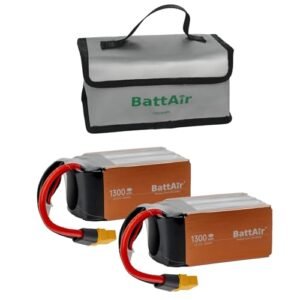 ISDT BattAir RC Battery 1300mAh 6S 85C for RC Car, Smart Lipo Battery with XT60 Connector, Intelligent RC Battery for FPV Drone Quadcopter with Fireproof Explosionproof Bag Battery Storage Guard