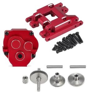 RCBOYZ Aluminum Alloy Gearbox Mount and Transmission Gearbox with Steel Internal Gears for TRX4M 118 RC Crawler Car Upgrade Red