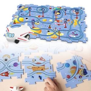 DIY Assembling Electric RC Car Tool Kits Space Theme Puzzle Track Play Set with Vehicles for Kids Ages 3 5 25 PCS