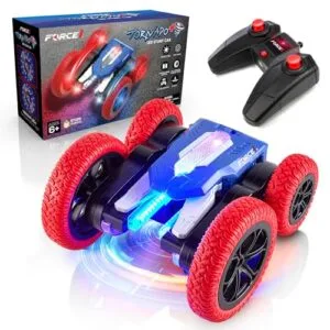 Force1 Tornado Plus Remote Control Car with LED Lights for RC Cars 4WD Off Road Stunt Car 360 Flips All Terrain Tires Rechargeable Battery 2.4GHz Remote