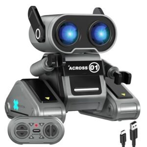OYMMENEY RC Radial Engine 7 Cylinder Robot Toy Rechargeable Remote Control with LED Eyes and Dance Moves for Kids