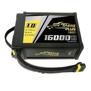 TATTU Plus 1.0 Compact Version 16000mAh 44.4V 15C 12S1P Lipo Smart Battery Pack with AS150U Plug