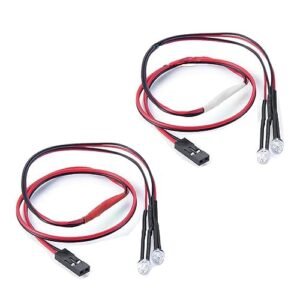 2Pcs 2 LEDs RC Car Light Headlights Taillight Kit Beginner RC Car Kit Accessories for SCX10 D90 TRX4 SCX10 Truck Tank Crawler 2 Red 2 White