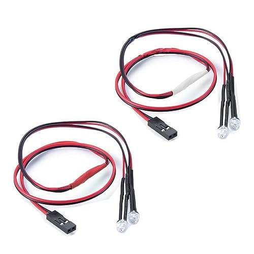 2Pcs 2 LEDs RC Car Light Headlights Taillight Kit Beginner RC Car Kit Accessories for SCX10 D90 TRX4 SCX10 Truck Tank Crawler 2 Red 2 White