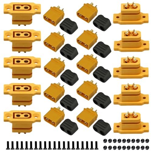 LINSYRC Curt Triflex RC Code 10 Pairs XT60E F Female and XT60H Male Plug Connector for RC FPV Lipo Battery Quadcopter