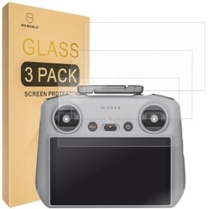 Mr Shield Screen Protector for DJI RC 2 Air 3 Mini 4 Pro Remote Controller with RC Air Shocks Compatibility Tempered Glass 3 Pack Japan Glass 9H Hardness