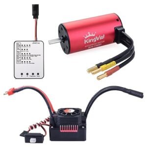 KingVal Replacement 3670 1700KV Waterproof Brushless Motor with 80A ESC and Program Card Combo for 1/8 1/10 RC Car Compatible with RC Willey Credit Card Bank