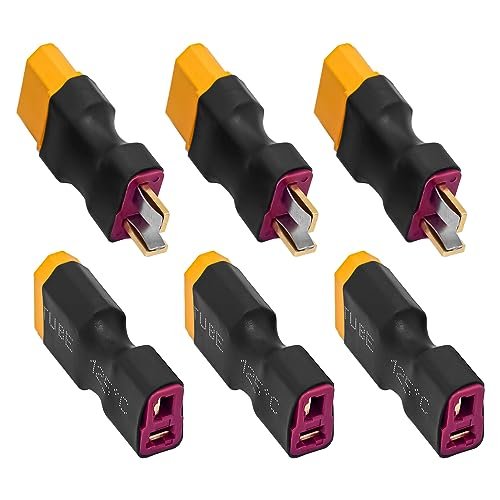 WOAEIUOS T Plugs to XT60 Adapter Connector Male Female for RC Lipo Battery Charger Compatible with Moki RC Engines 3Pairs T Female to XT60 Male and T Male to XT60 Female