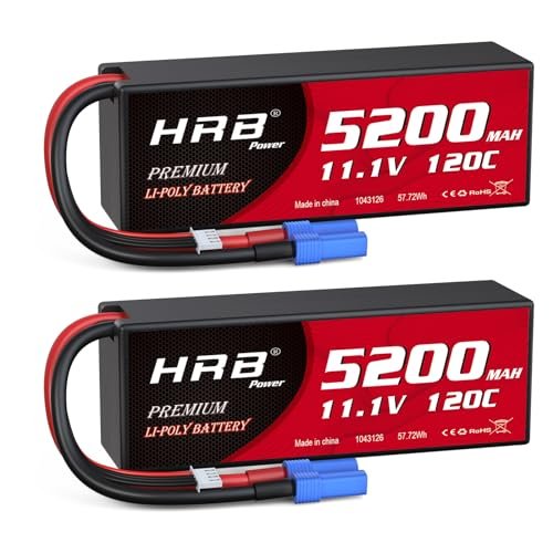 HRB 2packs 3S Lipo Battery with EC5 Plug 5200mAh 11.1V 120C Hardcase Best RC Truck Under 1000