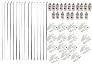Ltvystore 20Pcs Adjustable Pushrod Connector Linkage Stopper RC 1.3mm with 20Pcs Nylon Control Horns 21x10mm and 20Pcs 1.2x210mm Z Push Rods for RC Airplane Boat Replacement