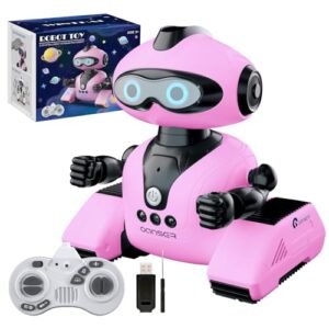 Winthai Cheap RC Robots 2.4Ghz Remote Control Toy with Music and LED Eyes for Kids Boys Girls Ages 3 12 Pink