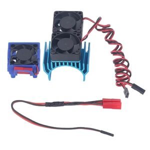 Rage RC Car Double Fan Heat Sink Set for Traxxas Slash 4x4 VXL 1/10 Scale Blue Aluminum Alloy Cooling System
