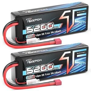 TEKKPOW 2S Lipo Battery 80C 5200mAh 7.4V for Nissan Frontier RC Truck and Other 1/8 1/10 RC Vehicles 2 Pack