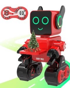 OKK Programmable Remote Control Robot Toy for Kids with Coin Bank LED Tray Interactive Singing Dancing Walking Talking Gift for Boys Girls Red