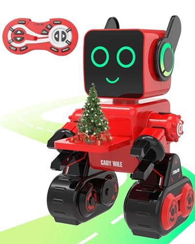 OKK Programmable Remote Control Robot Toy for Kids with Coin Bank LED Tray Interactive Singing Dancing Walking Talking Gift for Boys Girls Red