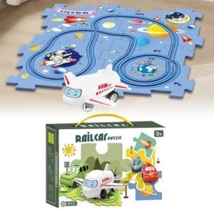 2023 DIY Assembling Electric Trolley Puzzle Track Play Set with Building RC Shocks for Kids Ages 3 Plus 5PCS Space Theme