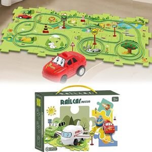 2023 DIY Assembling RC Electric Trainer Puzzle Track Play Set with Vehicles for Kids Ages 3+ 15PCS Land Edition