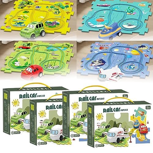 SkyHigh DIY RC Airplane Building Board Set 2023 New Puzzle Track Play with Battery Powered Vehicles for Kids Ages 3 Plus 5PCS 4 Set Mix