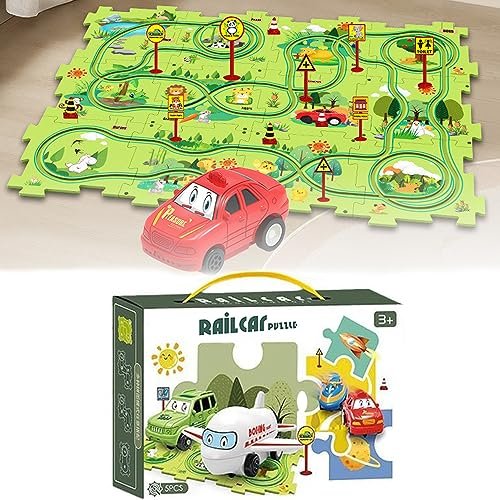 New Bright RC Battery Upgrade DIY Assembling Electric Trolley Toddler Puzzle Track Play Set with Vehicles 25PCS Land