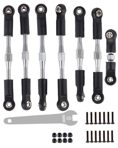 HopsupRC Adjustable Turnbuckles Upgrade Kit for 1/10 RC Body Models Slash Rustler Stampede Bandit VXL 4WD 7PCS Silver