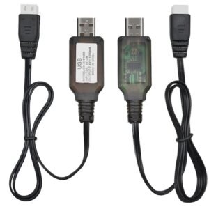 Pinkind USB Charger Cable for Hot Wheels Batman RC Car 2S 7.4V LiPo Battery with XH 3P Connector 2 Pack