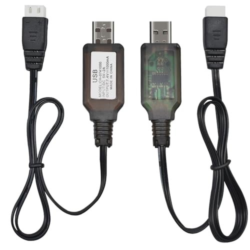 Pinkind USB Charger Cable for Hot Wheels Batman RC Car 2S 7.4V LiPo Battery with XH 3P Connector 2 Pack