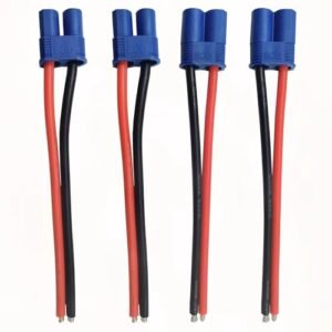 LINSYRC 2 Pairs EC8 Style Male and Female Connector Adapter Plug with 15CM 10AWG Silicone Wire Cable for Tyco RC Battery 6V