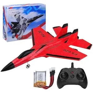 FX620 RTF Jet RC Airplane 2CH 2.4GHz Remote Control Plane with Night Lights for Adults Kids Beginners Red