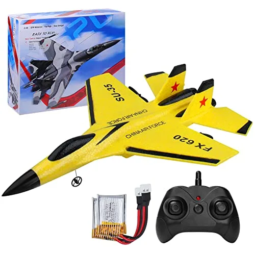 SU35 RC Jet Airplane with Night Lights 2CH 2.4GHz Remote Control Ready to Fly EPP Model Aircraft for Beginners and Kids