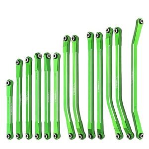 TREAL SCX10 PRO Aluminum 7075 CNC Machined Steering Linkages Set 13pcs Green Upgrade Parts