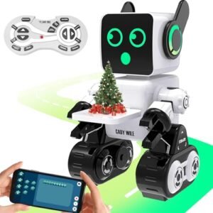 Okk Robot Toys for Kids Remote APP Control Programmable Interactive Smart Educational Robot with LED Tray Singing Dancing Coin Bank Gift for Boys Girls White