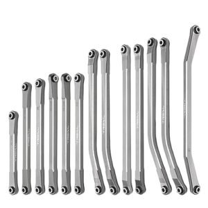 TREAL SCX10 PRO Aluminum 7075 CNC Machined Steering Linkages Set 13pcs Upgrade Parts Gray