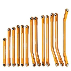 TREAL SCX10 PRO Aluminum 7075 CNC Machined Steering Linkages Set 13pcs Orange Upgrade Parts