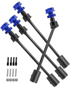 Rcarmumb RC Wheel Loader Caterpillar Driveshafts CVD Axles Upgrade Kit for E Revo 2 0 VXL 86086 4 1 10 Scale RC Car Steel 45 Front Rear 4PCS Drive Shafts with Wheel Hex Hub Hops Navy Blue