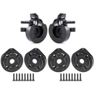 Linsvirgo 1/10 RC Crawler Brass Front and Rear Portal Weights Cover Plates with Steering Knuckles Fit for SCX10 III Portal Axle and Capra Portal Axle Upgrades Parts (L/R 3 in 1 Set)