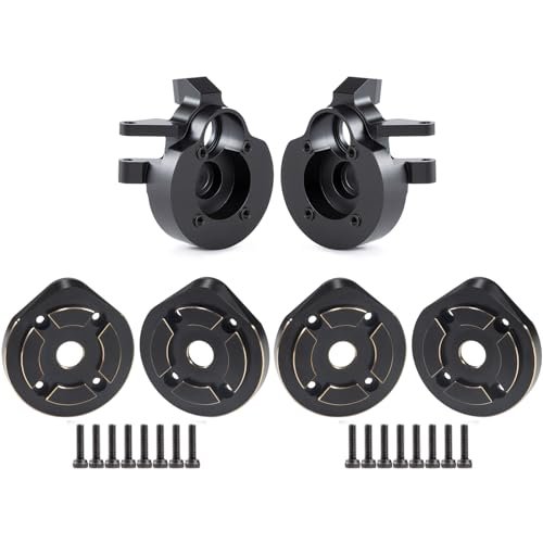 Linsvirgo 1/10 RC Crawler Brass Front and Rear Portal Weights Cover Plates with Steering Knuckles Fit for SCX10 III Portal Axle and Capra Portal Axle Upgrades Parts (L/R 3 in 1 Set)
