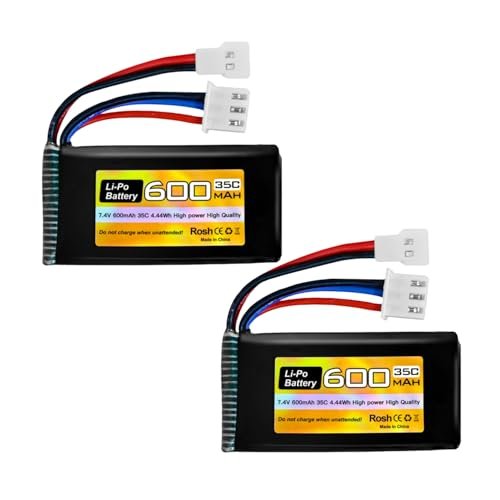 Sea Jump 2PC 7.4V 600mAh 35C 2S Lipo Battery with Molex Plug for FMS FCX24 RC Cars Trucks at RC Farms Las Vegas